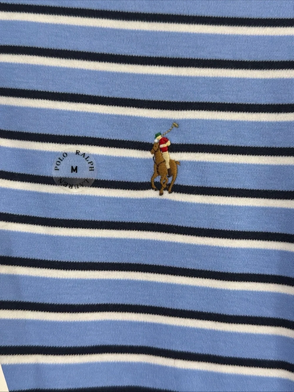NWT MEN'S POLO RALPH LAUREN POLO SHIRT NAVY BLUE WHITE BLUE SIZE M